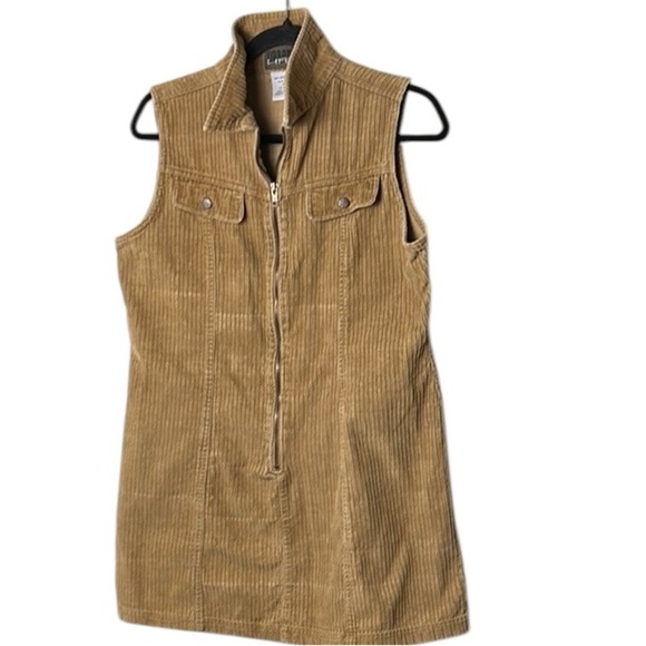 Y2K  70 s thick corduroy neutral tan dress,size 11, retro,boho,lagenlook,preppy - Picture 1 of 12